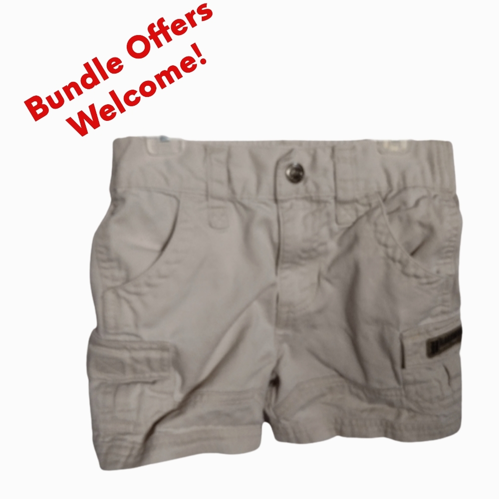 Bn) Healthtex Boys Cargo Shorts | Size 2T | Cream / Khaki
